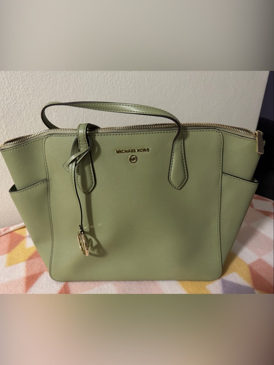 Michael Kors Handbags - Michael Kors Light Olive Saffiano Tote with Gold Hardware-EUC